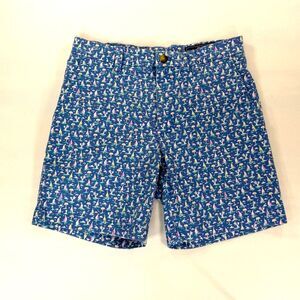 Vineyard Vines Blue Coastal Sailboat Design Breaker Shorts 5" Inseam Size 30